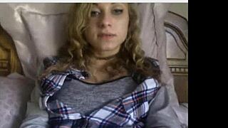 look at this cute teen with perfect tits stripping and teasing...