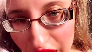 perfect lips shine with red gloss in lipstick fetish session for findom golddigger