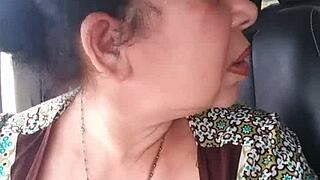 In the truck, check out my pussy close up with groping boobs and tits!