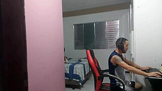 Enteado, you caught madrasta masturbating her tight asshole with that big cock nearby