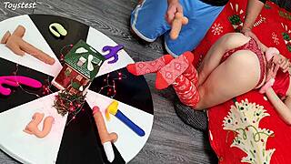 Double Win Two Thrusting Dildos Destroying Her Tight Pussy 😈