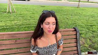 Public pickup turns into rough gangbang sex with double penetration and triple cum for skinny teen.