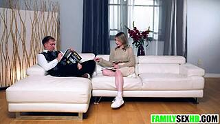 stepmom guides stepson and stepdaughter through intimate family lessons in a shared bedroom setting