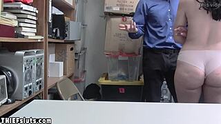 Dirty cop punish fucks timid teen shoplifter on CCTV!