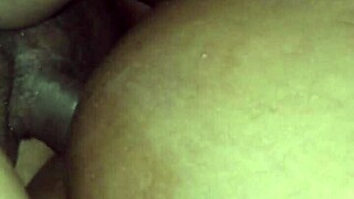 this amateur black latina takes deepthroat blowjob and anal banging in lingerie with saggy tits