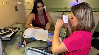 Horny Wife Masturbates Watching Husband Fuck Maid