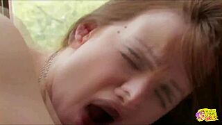 Brunette and redhead babes hump a double-ended dildo in doggy style. They lick and reach orgasm in lingerie during hardcore POV action.