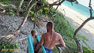 i got so turned on fingering my petite latina girlfriend in public at the beach with her clothes ripped off