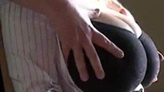 Milking big milky tits collection from my mature milf wife in stockings using toys for homemade fun.