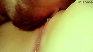 Hot amateur pussy licking closeup with wet lips and muff diving action