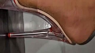 that cute little 18+ girl teases in heels and pantyhose so playfully