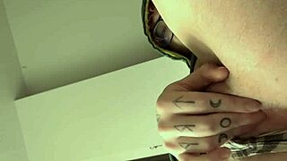 In the early morning, this transsexual enjoys jerking off on her pussy