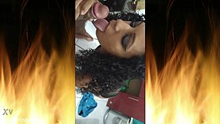 Curly Brazilian housewife in fishnets feels intense passion during bitching with photographer