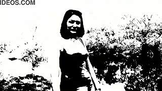 Sweet beautiful cute sexy girl Assol stars in this music erotic video clip with solo flashing in dress and panties outdoors.