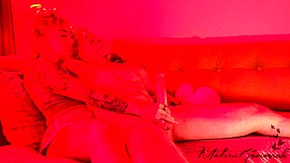 Muscular blonde babe punishes hubby with handjob during his edging expedition as couple