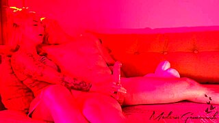 Muscular blonde babe punishes hubby with handjob during his edging expedition as couple