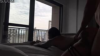 Experience this perfect doggystyle with delicious creampie in see-through fishnets from athletic ebony babe in lingerie.