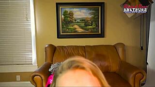 Busty Blonde Hottie Darrhani Sucks Throbbing Cock While Rubbing Tits Then Bent Over For Doggystyle Cumshot And Facial Swallow