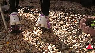 just walking around in my sneakers for some outdoor foot fetish fun