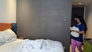 Hidden camera catches curvy Latina maid with big ass seducing hotel guest for sex