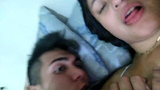 black lover grabs my neck hard and fucks me rough to breed my big pussy in homemade interracial creampie