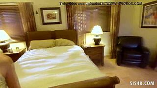 Blackmails stepsister with home video for big cock blowjob