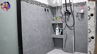 Look at this cute Thai student secretly filmed showering and washing her tight pussy before class