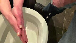 Ever Thought Of Keeping His Cock Steady During Pee Time Like This European Milf In Fetish Toilet Play?