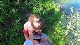 Petite Girl Screams For Help She's Lost In Nature I Help Her But She Sucks Cock Well