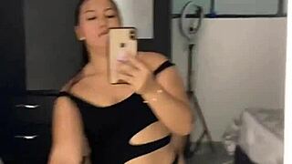 This young Brazilian ebony latina with big ass loves watching herself get fucked in front of the mirror in her dress.