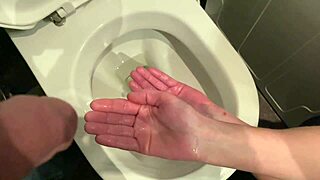 Ever Thought Of Keeping His Cock Steady During Pee Time Like This European Milf In Fetish Toilet Play?