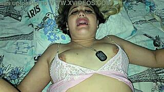 So this BLONDE chick in pajamas GETS FUCKED hard before bed in casual latina style