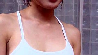 Swallowing Cum from Naughty Woman in Sports Bra and Lacy Panties with Big Ass