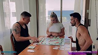 How wild was it when those 2 big cocks fucked me rough to pay my debts in monopoly with mmf action?