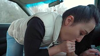 Will This Cute Brunette Teen Girlfriend Suck and Ride My Cock in Her Car for a Quick Outdoor POV Thrill?