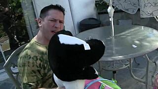 Cali Rider licks stepdad's asshole before riding his big shaved cock. She moans with dirty talk in wet pussy session.