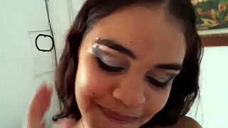 Brunette stepsister babysitter sucks that big cock like a perverted little slut in doggystyle.