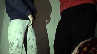 Skinny brunette stepsister seduces me with homemade lesbian masturbation and orgasm watching cum action.