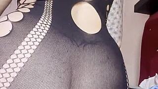 curvy blonde latina housewife with big ass and juicy wet pussy masturbates while neighbor watches through window