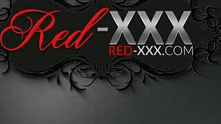 Mature babe Red teases outdoors in lingerie and heels, masturbating shaved tight cunt with glass dildo on big tits.