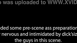 Super cute Brazilian tries her first double penetration but quits the shoot since the cocks are too big.