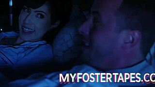 New foster step mother Becky Bandini welcomes daughter Judy Jolie with blowjob and cowgirl riding in bedroom