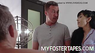 New foster step mother Becky Bandini welcomes daughter Judy Jolie with blowjob and cowgirl riding in bedroom