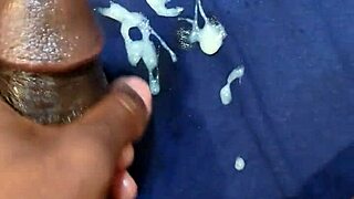 Monster big black cock unleashes a massive cumshot after intense solo masturbation session.