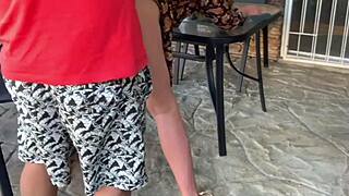 Stepmom Engages In Mutual Masturbation Outdoors Leading To Doggystyle Fucking And Creampie