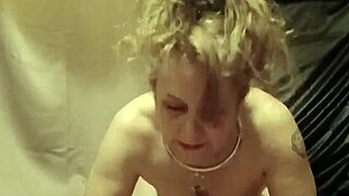 Amateur milf bends over for belt strikes and intense training in homemade BDSM session