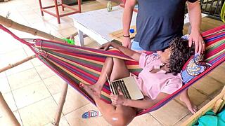 Lazy Sunday on the patio, Flow gets caught masturbating in her hammock 😏