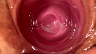 Camera deep inside Mias tight creamy pussy