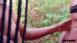 making love in the school backyard with this curvy ebony bbw bending over for doggystyle