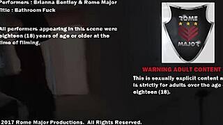 Rome Major shoots cum in Brianna Bentley's mouth after interracial deepthroat and cowgirl riding with wet pussy licking